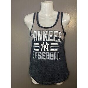 New York Yankees Tank Top Womens Small Gray Navy MLB Baseball Racerback